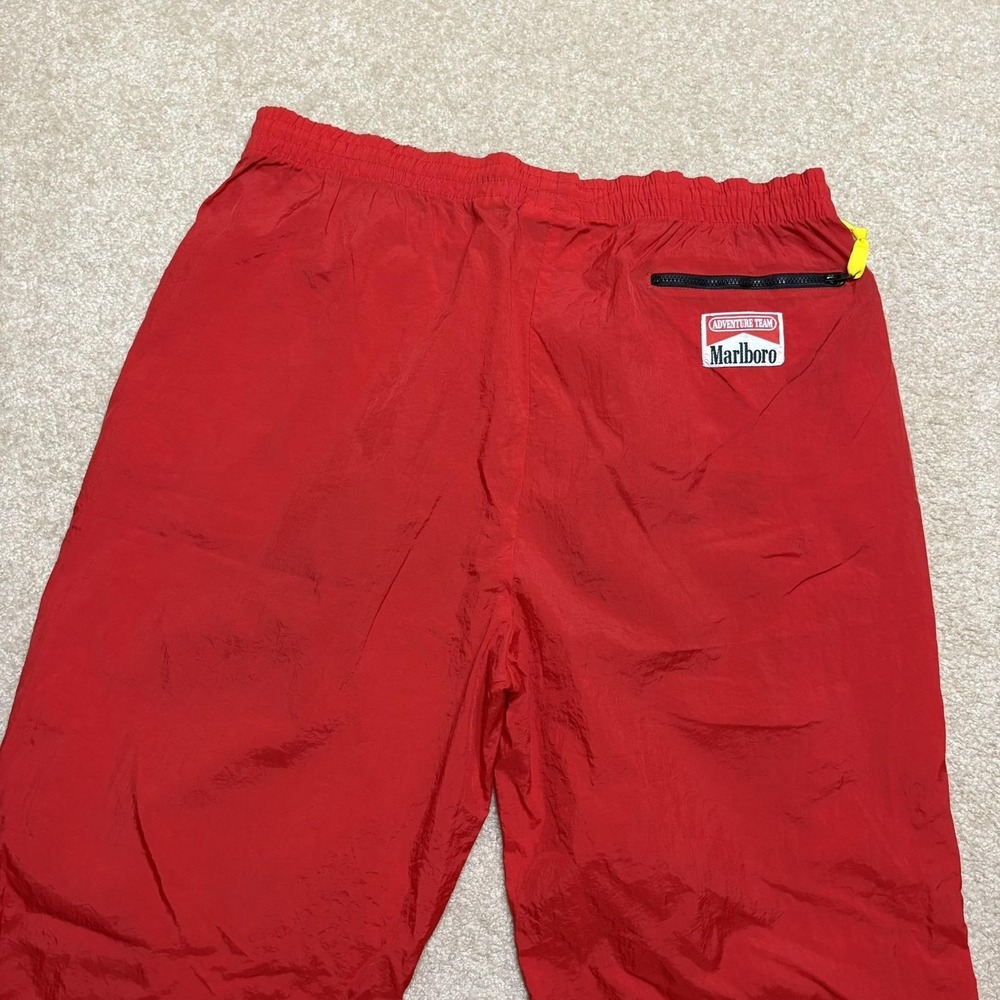Vtg Marlboro Track Pants Mens XL Red Nylon Zip Pocket 90s Adventure Team